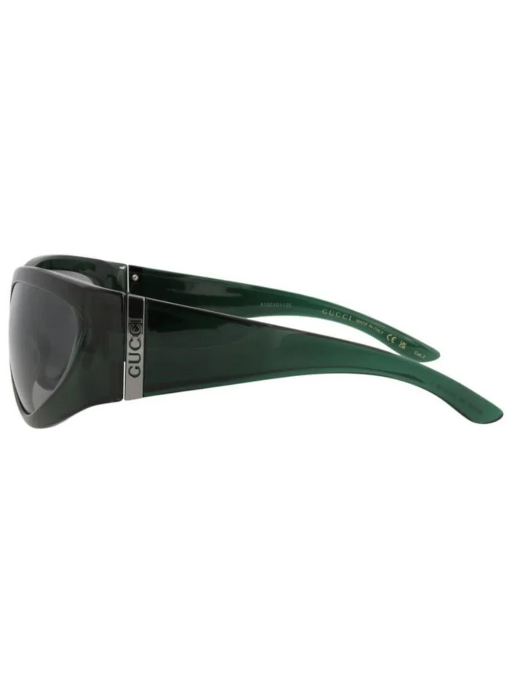 New Gucci Mens Shield/Wrap Green Green Grey Fashion Designer Sunglasses